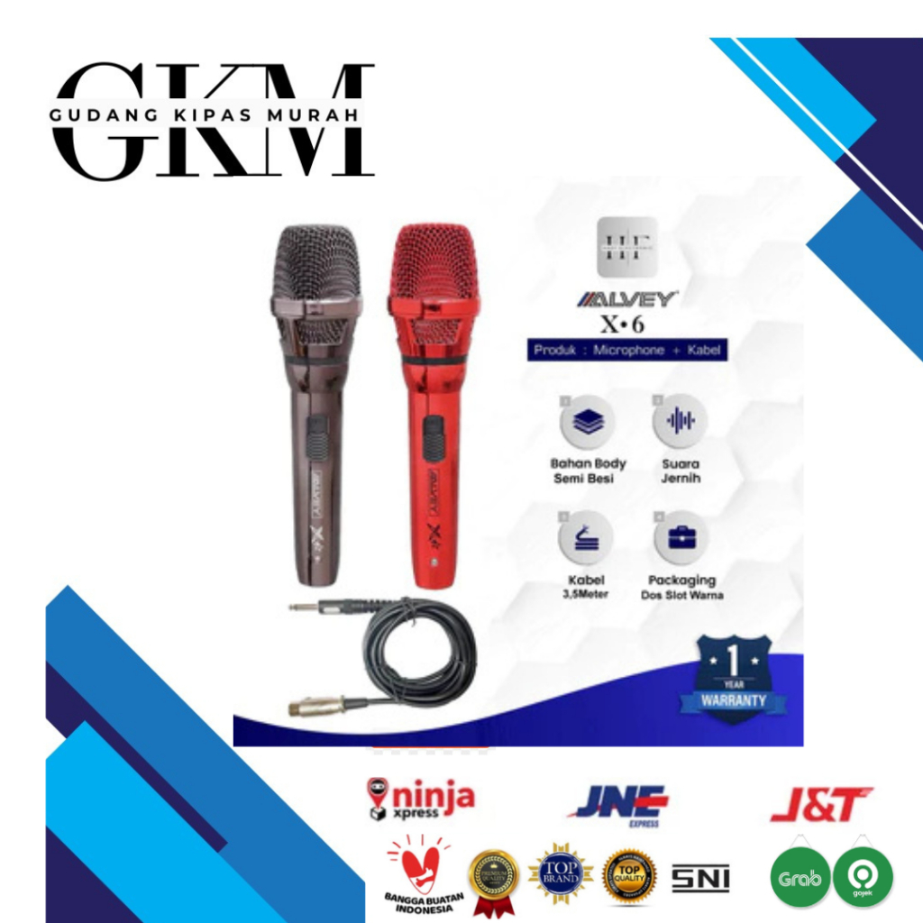 Microphone Kabel ALVEY X6 Mik Kabel Vocal Karaoke Mik Original/MIC KARAOKE'