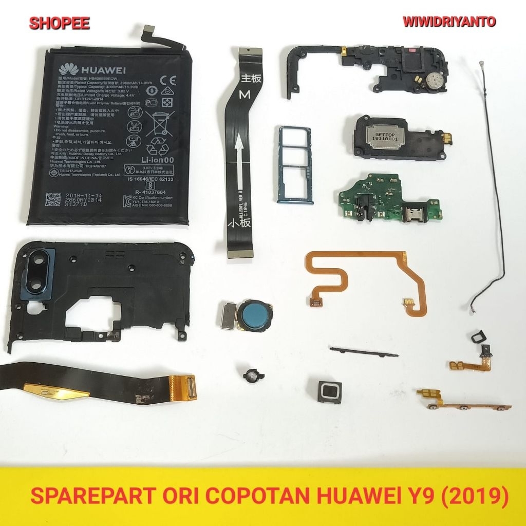 SPAREPART CABUTAN HUAWEI Y9 2019 SECOND ORIGINAL NORMAL  SPEAKER ATAS  PROXIMITY  SIMTRAY  FLEX POWE