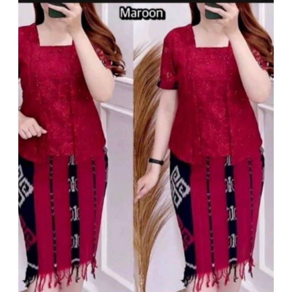 SETELAN KUTUBARU KEBAYA TENUN DRESS PESTA KONDANGAN NATAL BAJU GEREJA