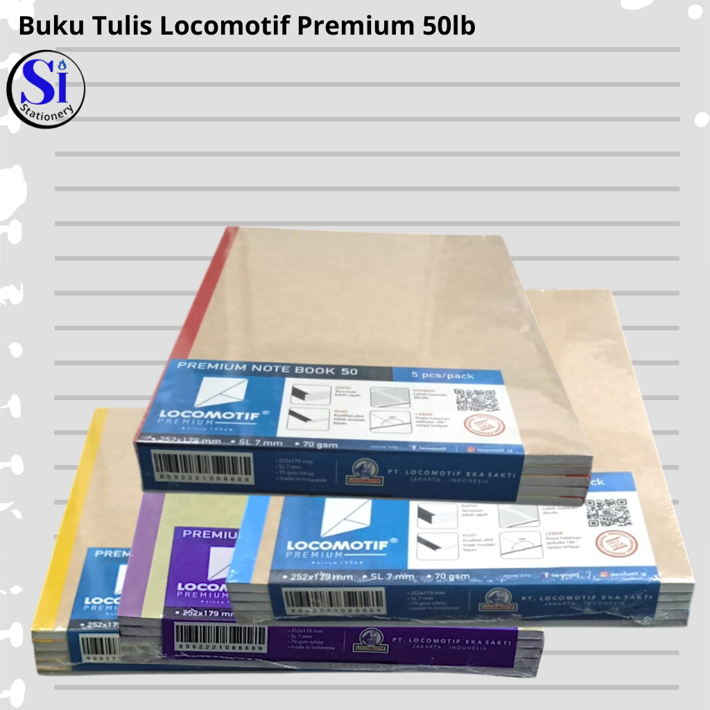 

Buku Tulis Locomotif Premium B5 60 dan 50 Lembar isi 5 Pcs Pack