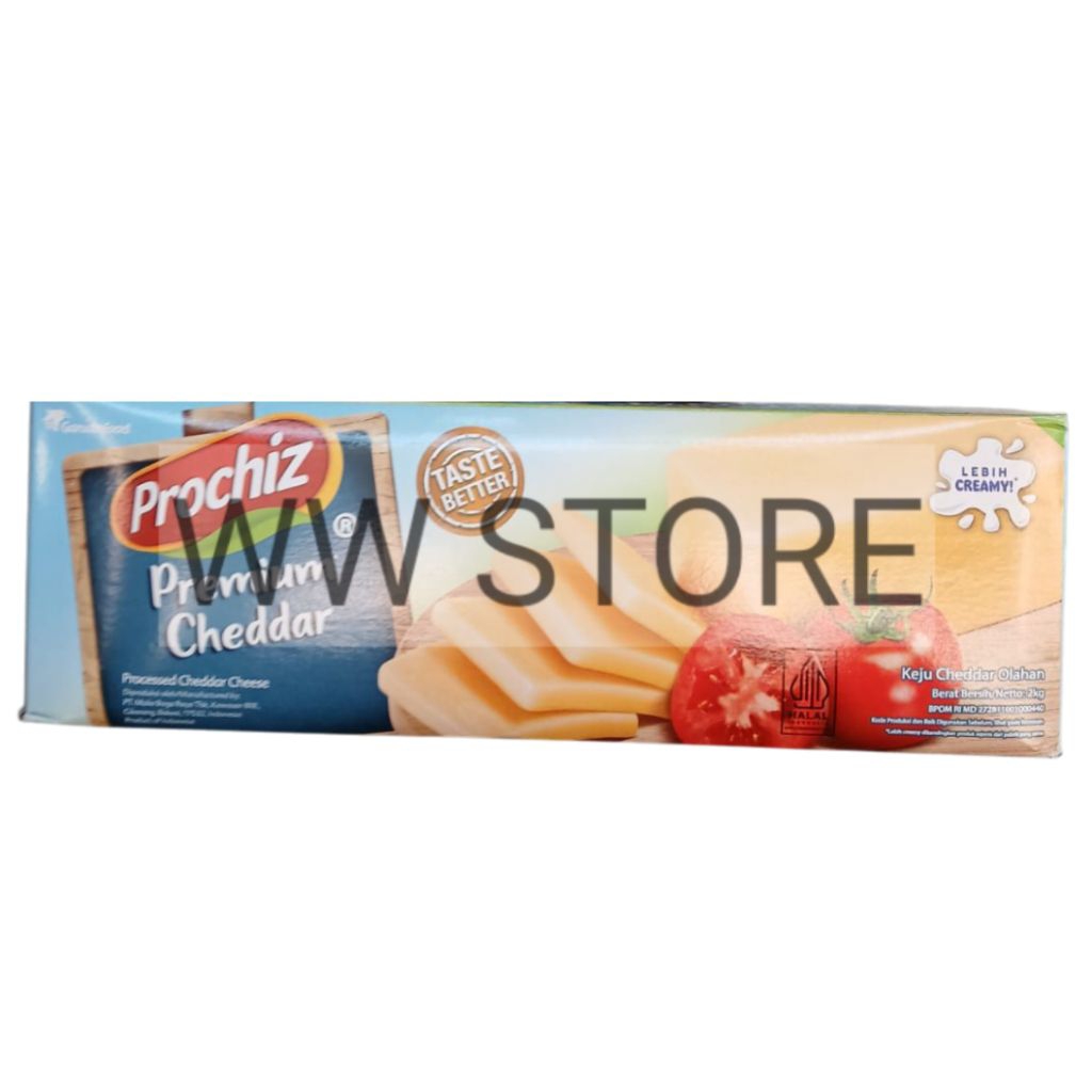 

Keju olahan halal MUI Prochiz Processed PREMIUM CHEDDAR Cheese 2kg