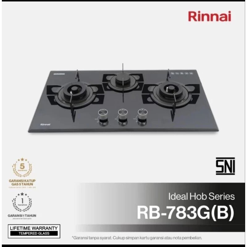 RINNAI Kompor Tanam Gas  RB-783 G (B) / Kompor Tanam Rinnai 3 Tungku RB783GB