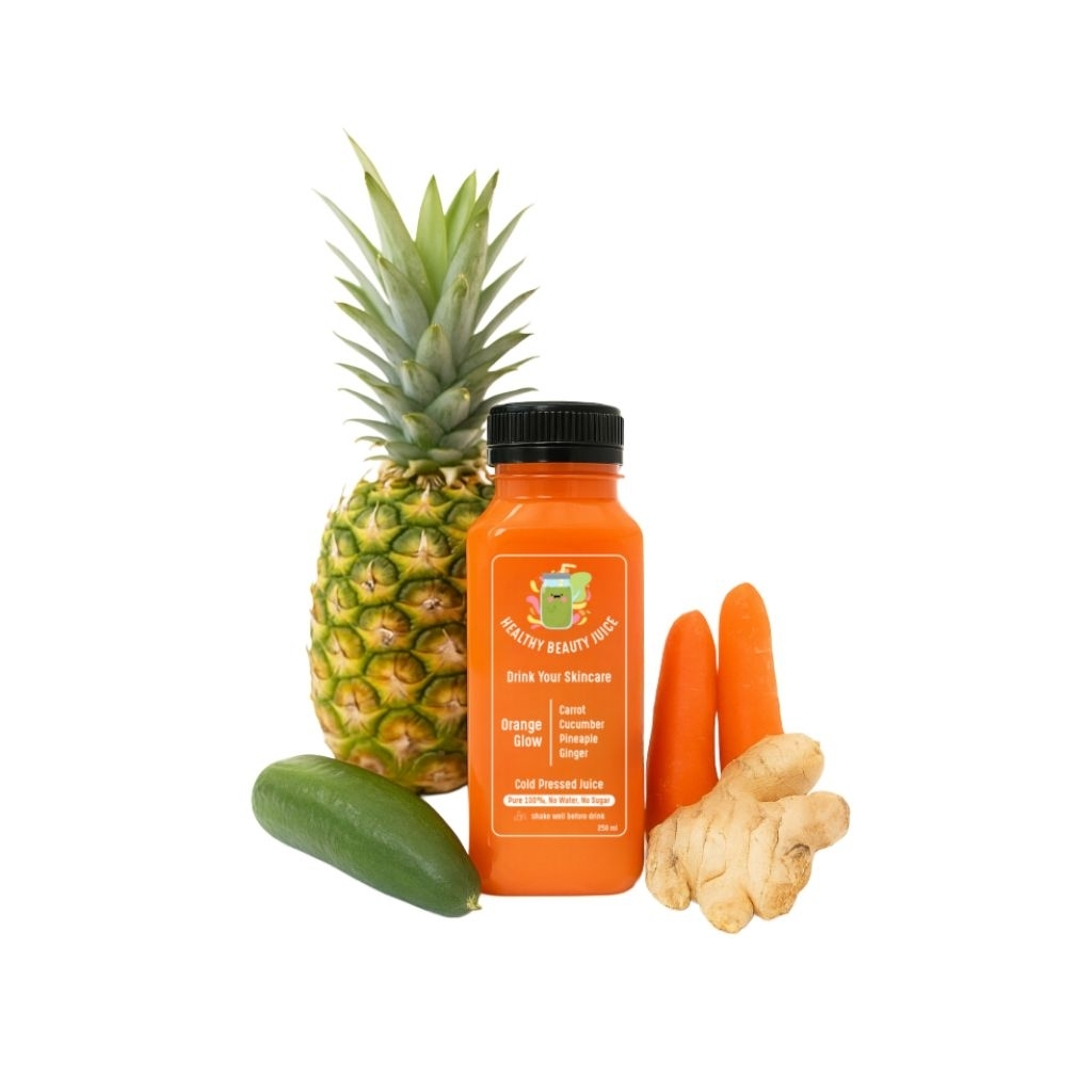 

Cold Pressed Juice Orange Glow series jus buah dan sayur segar