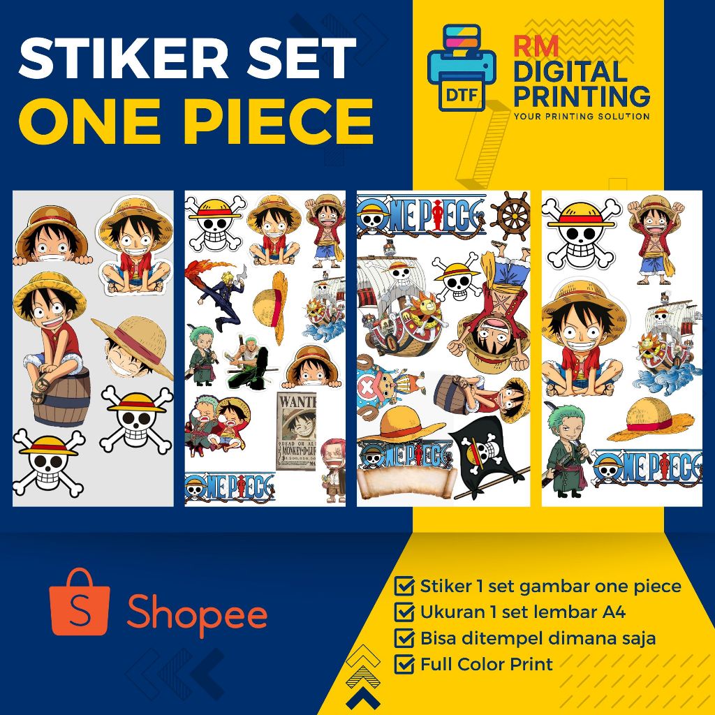 

Stiker set ONE PIECE - Stiker UV DTF ONE PIECE 1 lembar A4
