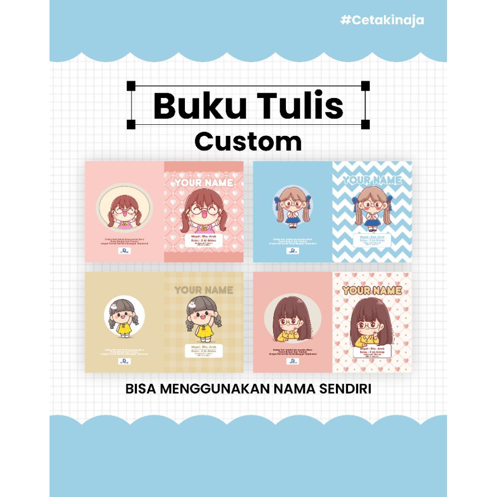 

Buku tulis custom nama, mapel, kelas dan sekolah cocok buat anak