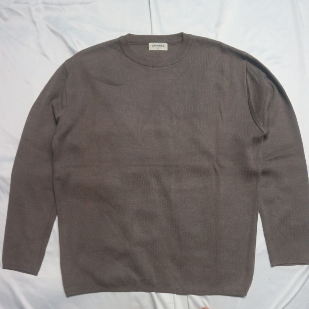 ZAVANAS Knitwear Coklat Brown Knitwear Tebal Adem Sweater Sweatshirt Crewneck Rajut Wool Jaket