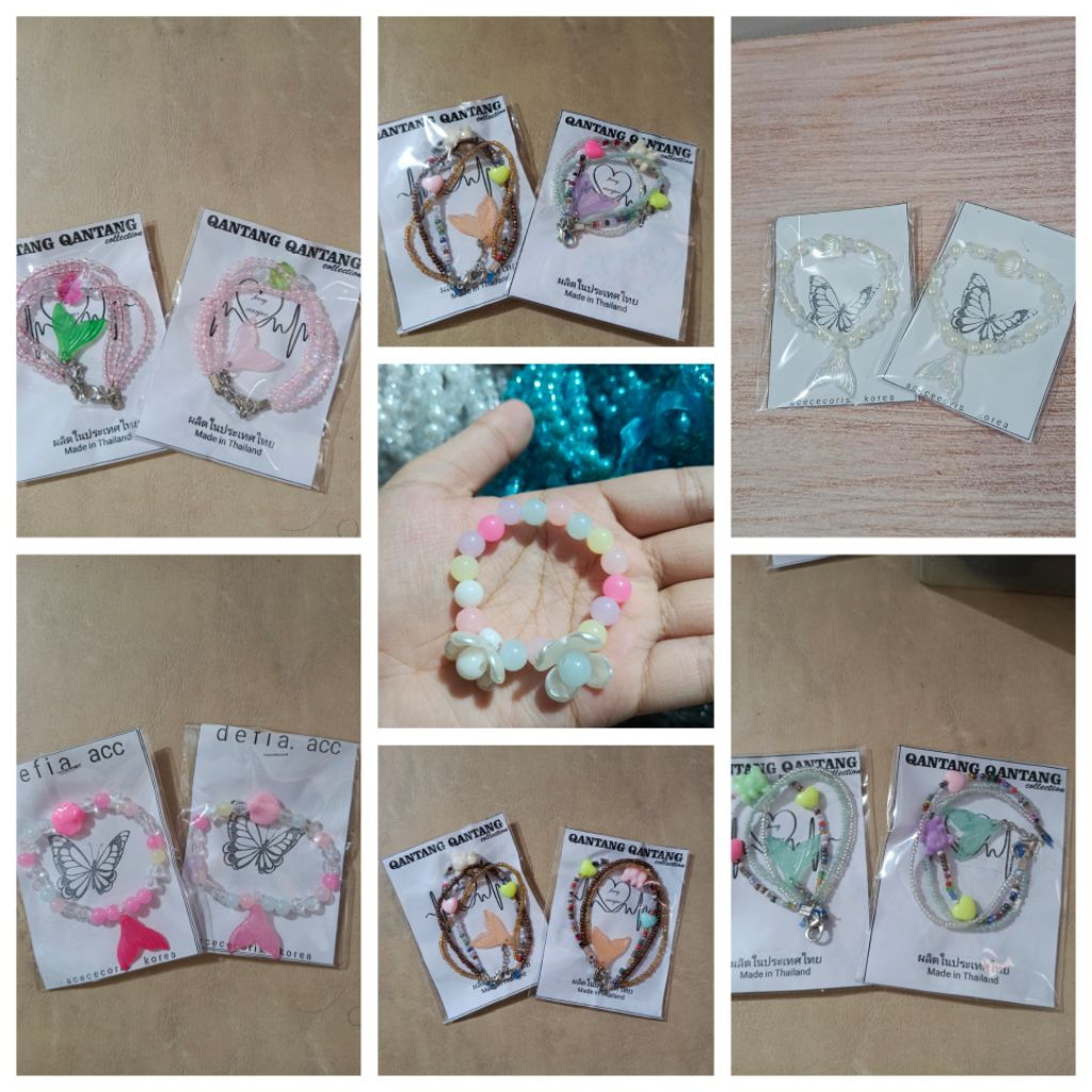 Grosir gelang mutiara mute anak motif bunga, duyung mermaid isi 12 pcs