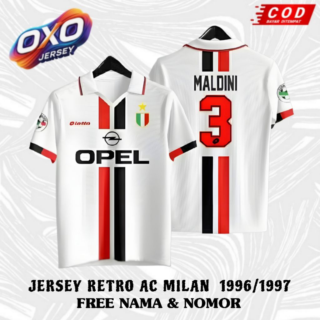 JERSEY A.C.M 1996/1997 EDISI MALDINI FREE NICKNAME & NOMOR