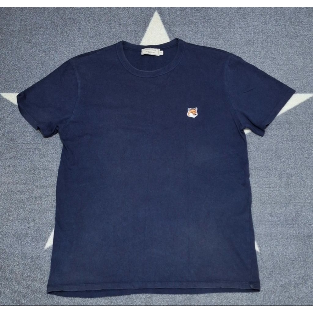kaos maison kitsune fox logo bordir warna navy original bekas preloved unik