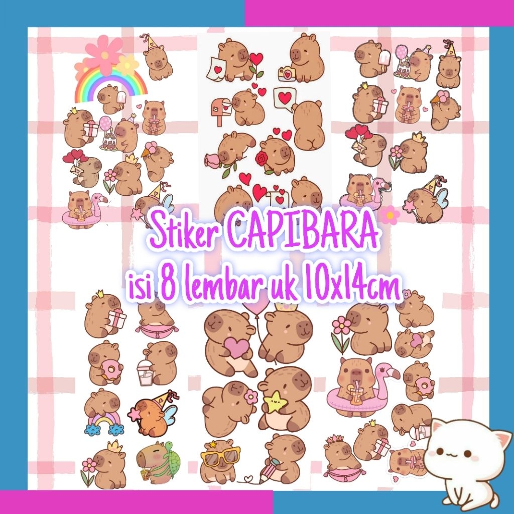 

Stiker capibara isi 8 lembar | stiker Hiasan Diary Laptop Buku Scrapbook Journal