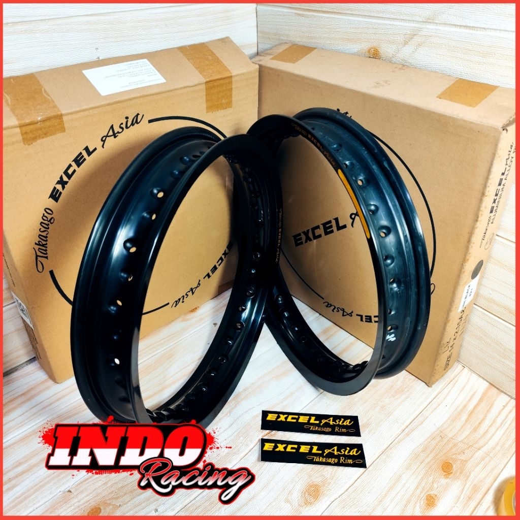 Velg Takasago Excel Asia Ring 14 Warna Hitam Depan Belakang Ukuran 160 160 / 160 185 / 185 185 / 185