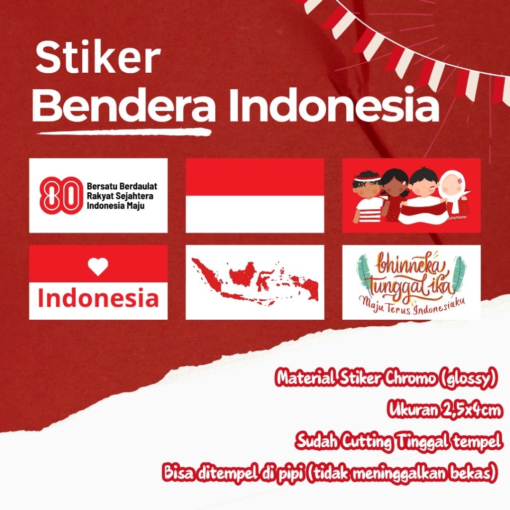 

stiker pipi bendera Indonesia / stiker Indonesia / stiker kemerdekaan