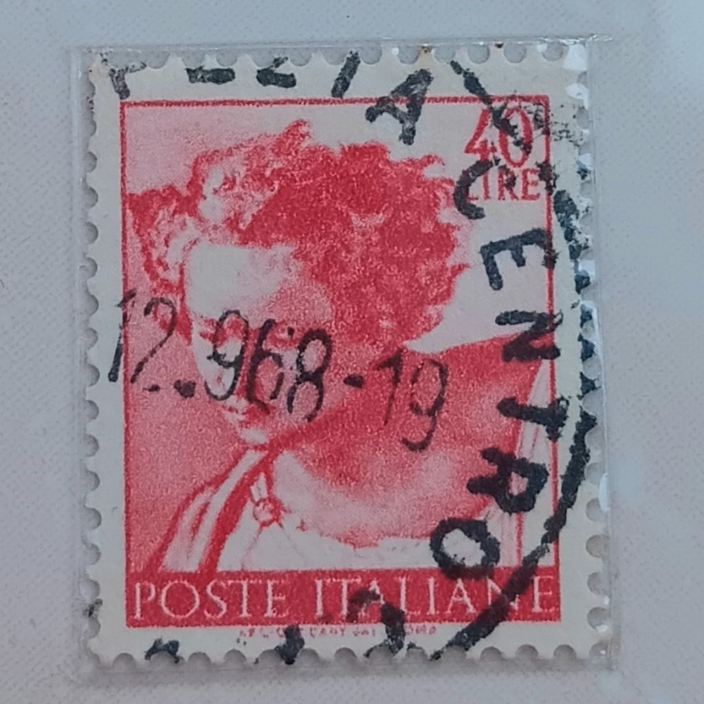 

(AE) Perangko Italia 1961 Works of Michelangelo - Head of the Prophet Daniel 40 Lira Used