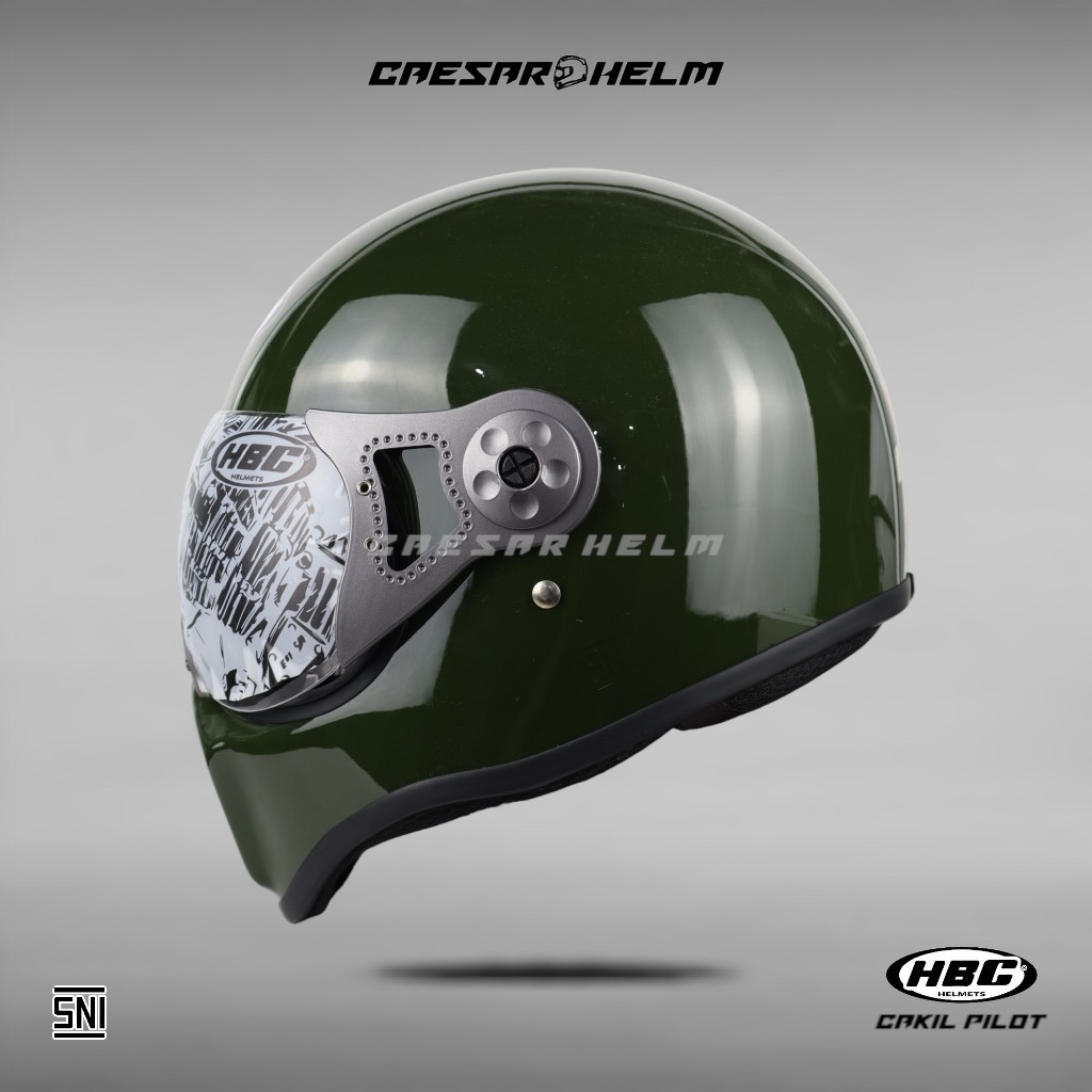 HBC Cakil Pilot Solid - Army Glossy - Helm Retro