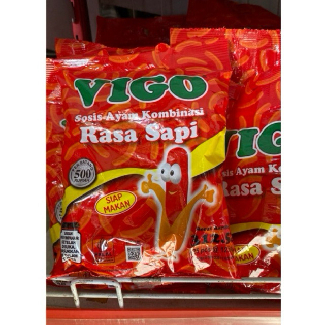

VIGO Sosis Ayam kombinasi rasa sapi isi 25pcs @12,5g-Sosis siap makan