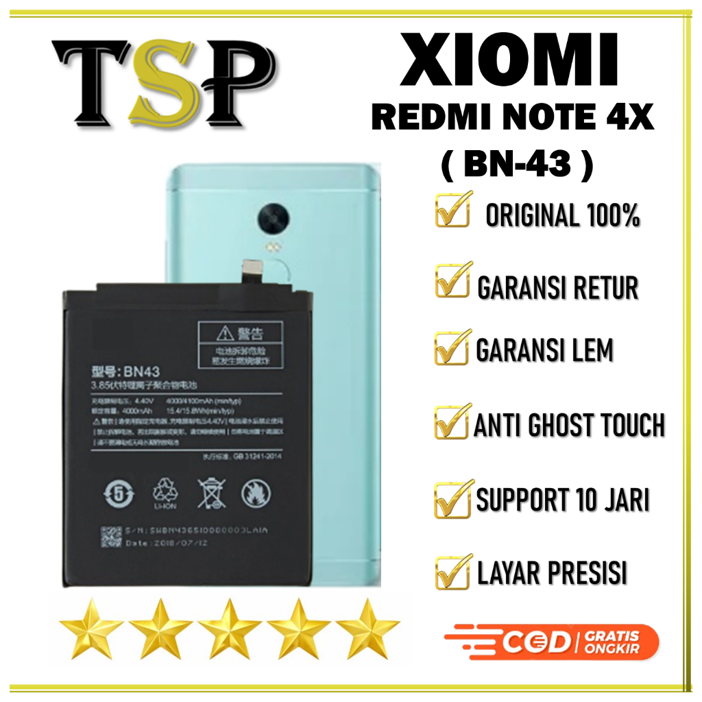 BATERAI XIOMI ( BN-43 ) REDMI NOTE 4X  BATERAI ORIGINAL 100%