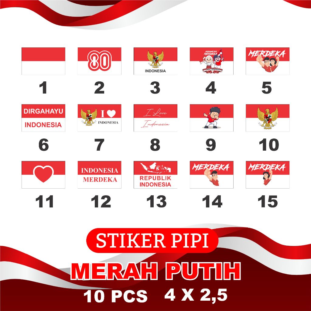 

Stiker Pipi BENDERA MERAH PUTIH 17 Agustus HUT RI