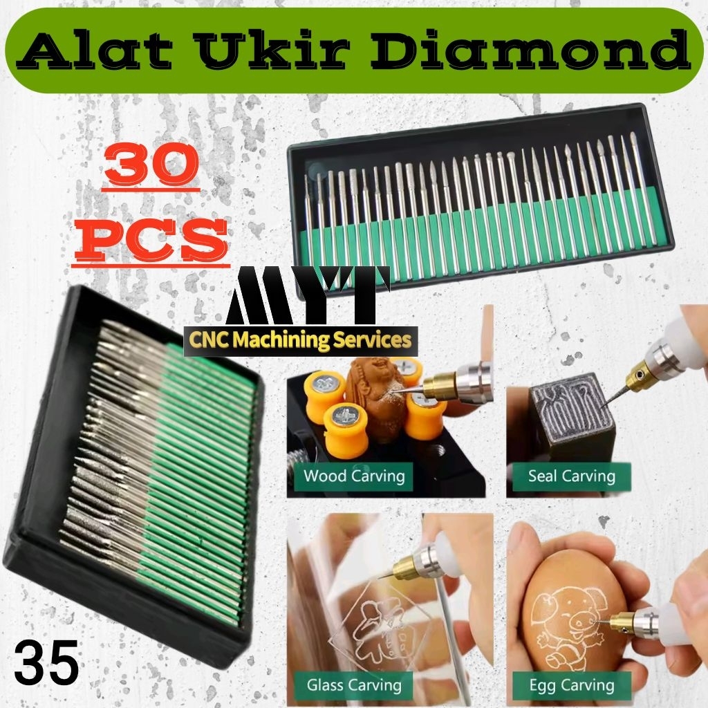 Mata Bor Grafir Diamond Set 30Pcs Ukir Engraving Kikir Batu Giok Mini Grinder