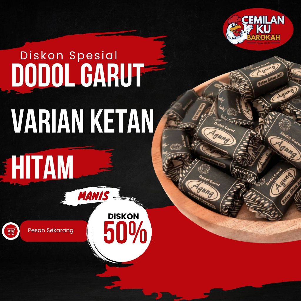 

Dodol Garut 1KG - 100G Varian Ketan Hitam Fresh Dan Tidak Lengket Dodol Agung makanan Khas Garut