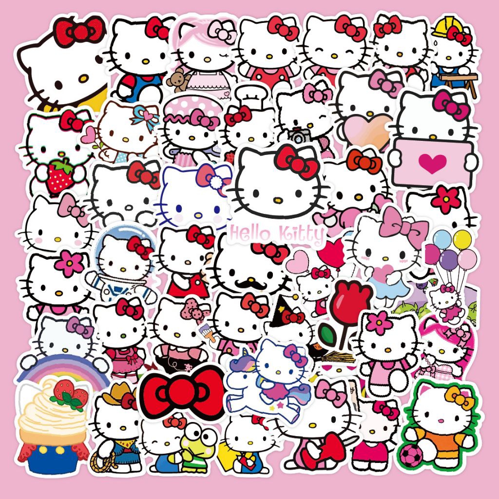 

[50 Pcs] DECO STICKER | STICKER DIY | JURNAL AESTHETIC Hello Kitty untuk buku catatan, botol air, koper, dan ponsel. Stiker dekoratif DIY hp laptop Tumbler