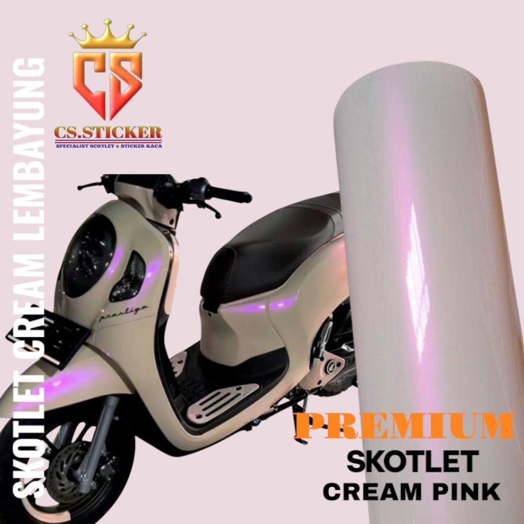 Sticker Skotlet creamLembayung pink Scotlite motor PinkSticker Lis Variasi motor