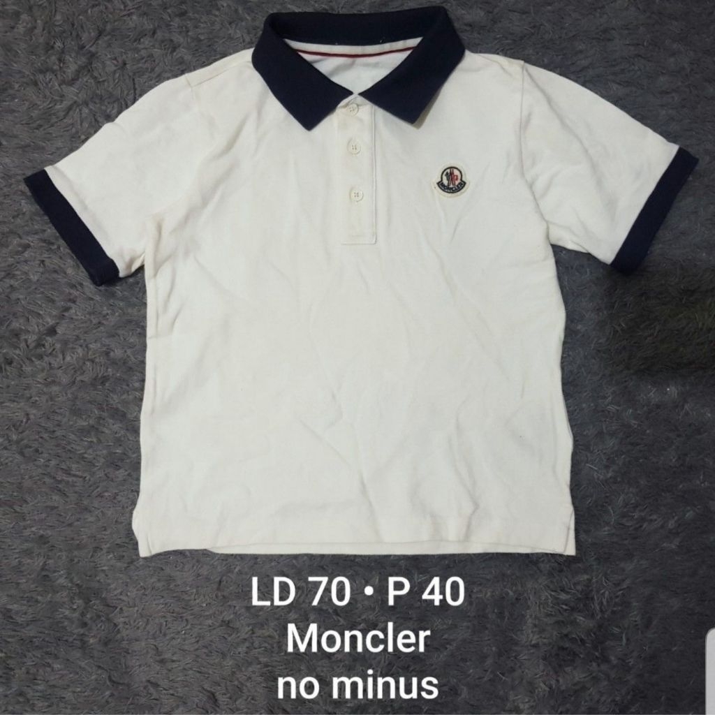 Polo Shirt M0NCL3R Anak Laki-laki 5-6 Tahun Kaos Kerah Lengan Pendek Putih Premium Branded Luxury Pr