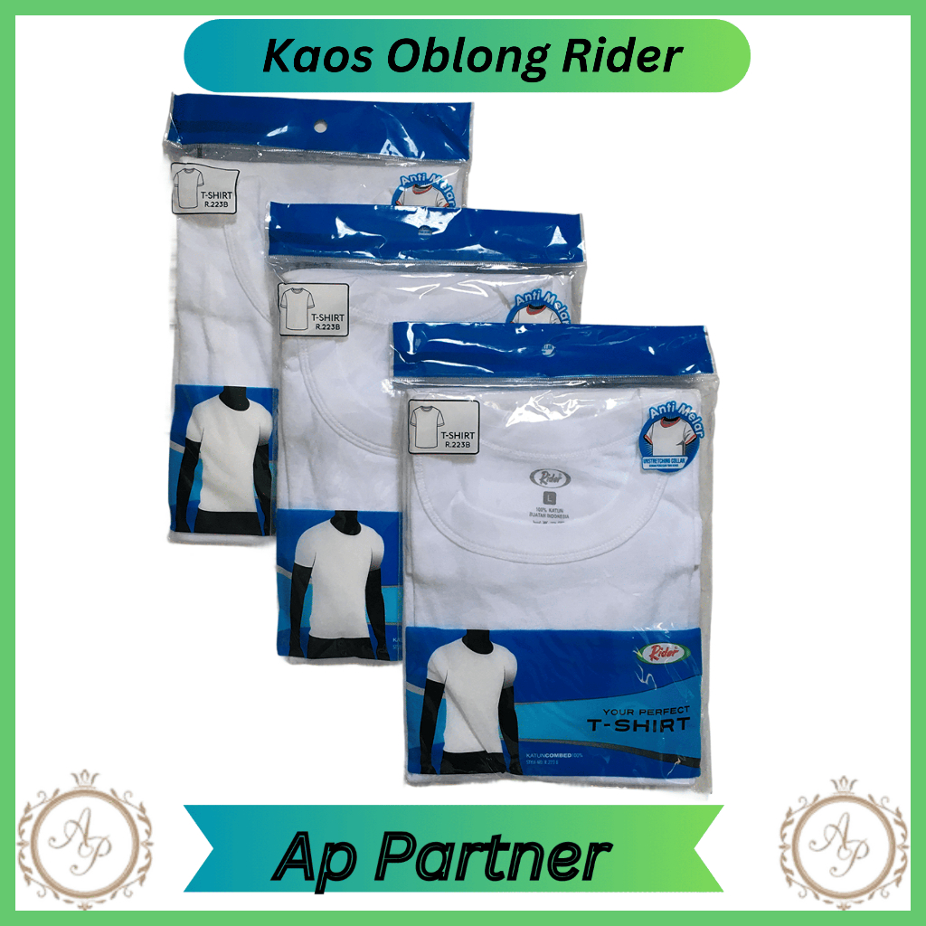 Grosir 3 Pcs Kaos Oblong Polos Pria Dewasa Rider Sport Warna Putih Hitam | Oblong Rider Bahan Katun