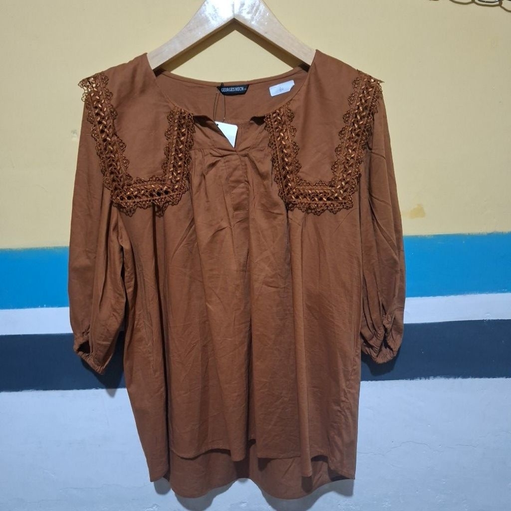 Preloved Baju Blouse Atasan Sailor Coklat Bata