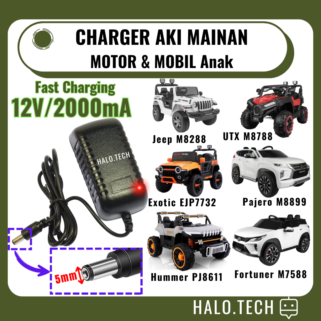 Charger Mobil PMB Motor PCX Mainan Carger Cas mainan anak 12V 6V / 2000 mAh Halo Tech
