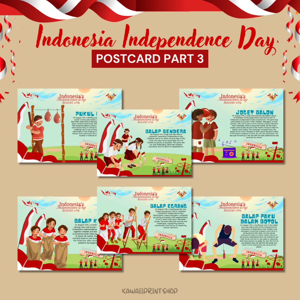 

Indonesia Independence Day Postcard | Kartupos Lomba Kemerdekaan Indonesia | Kartu Pos Lomba 17 Agustus 1945 | Kartupos Independence Day Part 3