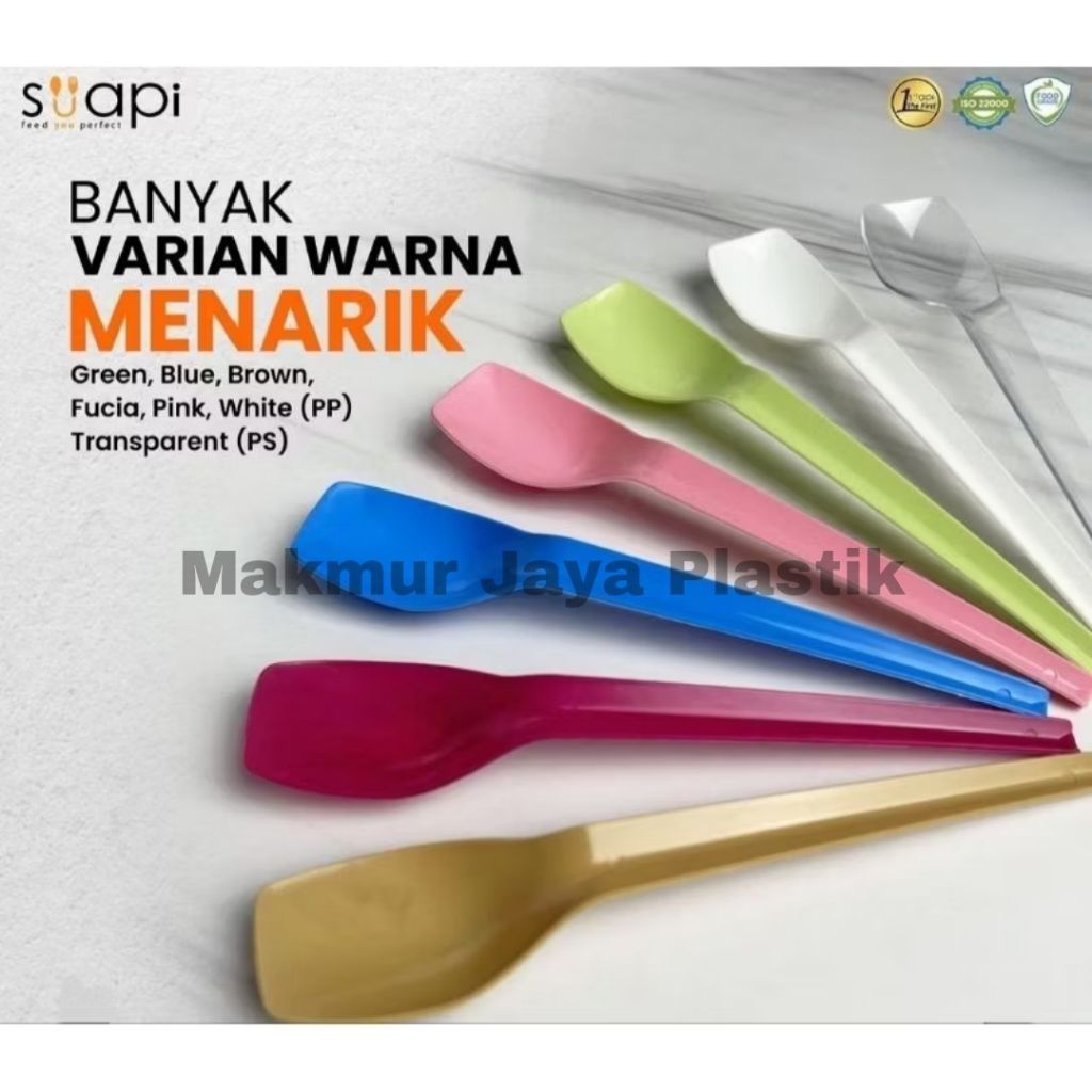 (25 pcs) Sendok Dessert Suapi/Suapi PP Sendok Dessert Plastik Warna/Sendok Makan/Sendok Cake Kue Tar