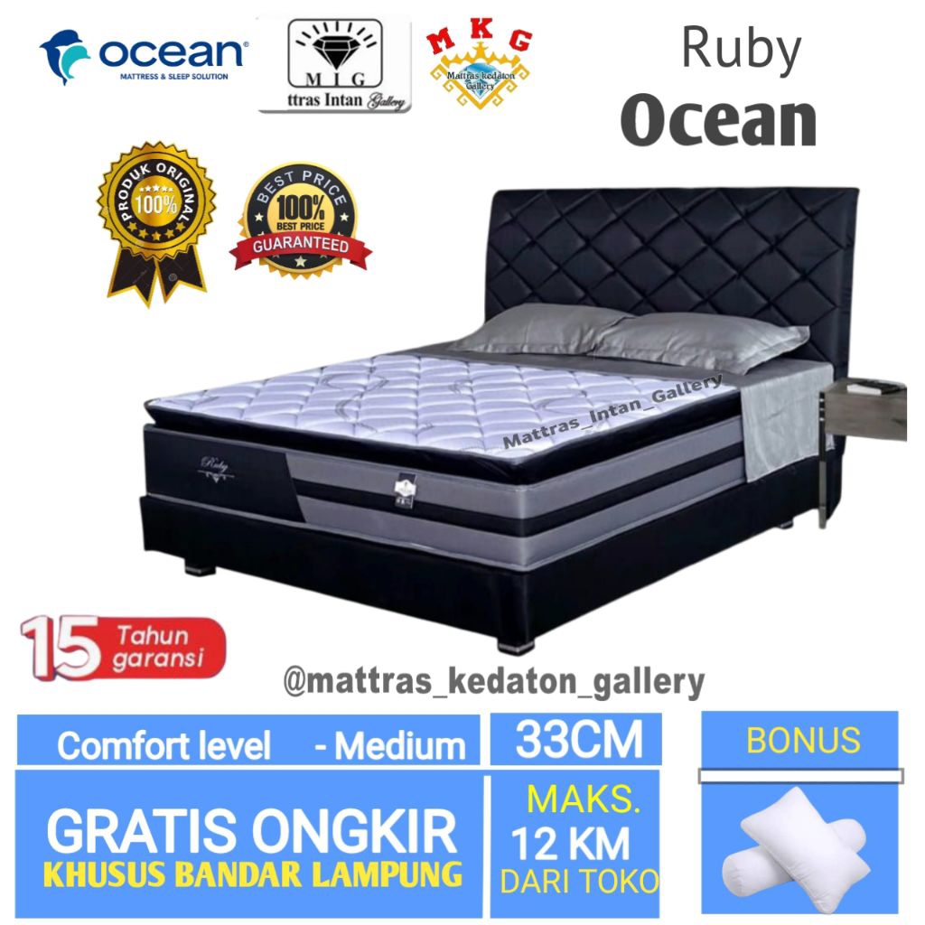 Kasur Ocean Springbed Ruby Natural latex T33 Cm - kasur spring bed ocean Spring bed size 160 - 180 b