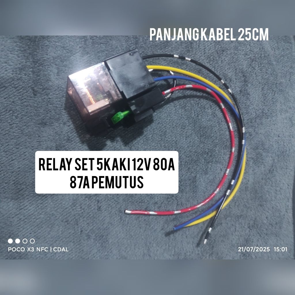 Paket Relay 5 Kaki 12v 80a 87a Pemutus Soket Riley Set Box Sikring Tancap Besar