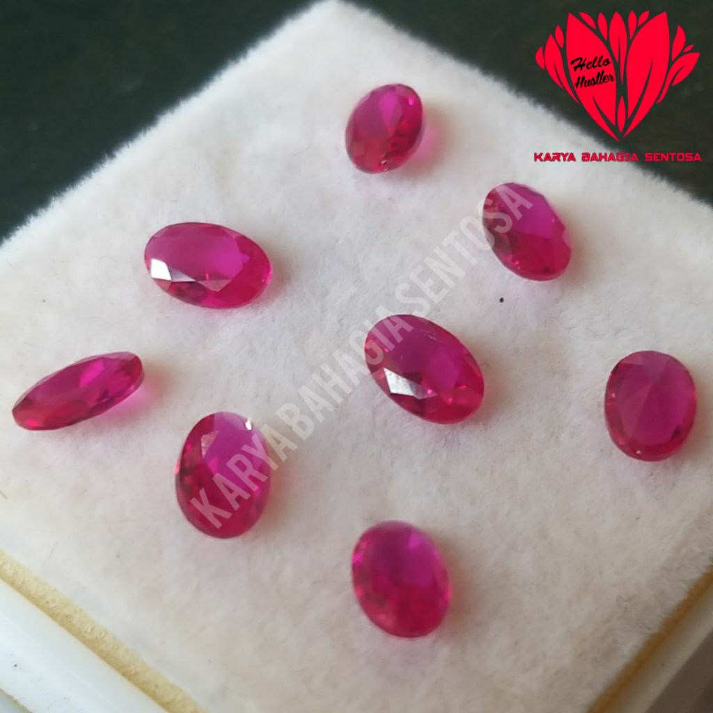 Batu Permata Merah Delima Basic Ruby Rose Bangkok 9 Mohz 4 x 6 mm Signature Collection