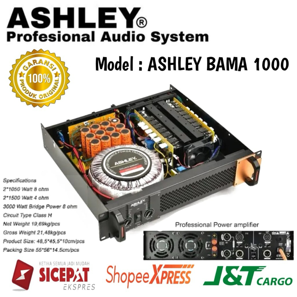 Power Amplifier Ashley Bama 1000 Original Power Amplifier Ashley 2 Channel Class H