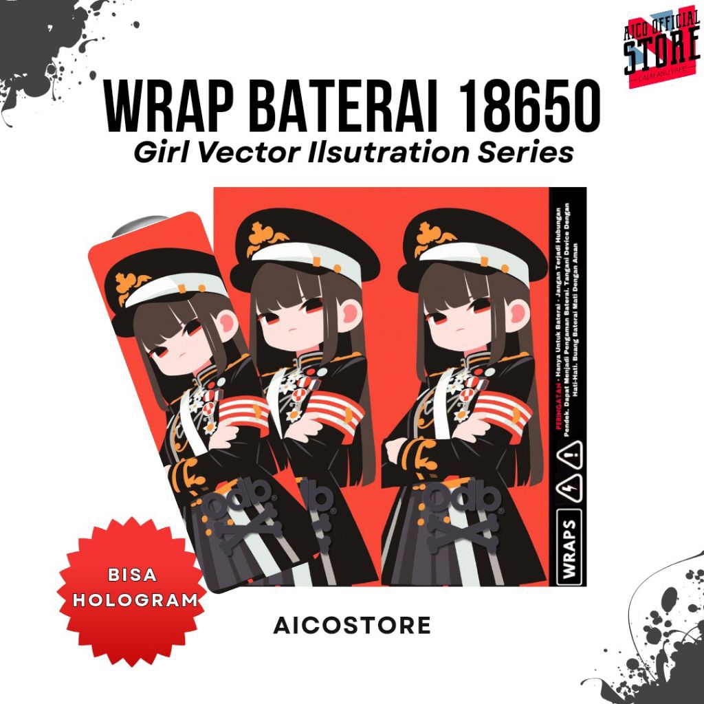 

FAMSTORE - Pelindung Baterai 18650 Stiker Skin Wrap Baterai Motif Anime Girl | Anime Waifu | Anime Vektor Hologram Anti Gores Anti Air Waterproof