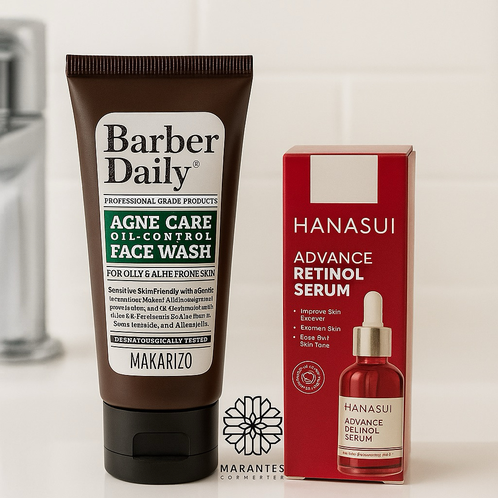 [ORIGINAL] Paket Acne Care Barber Daily + Hanasui Retinol Serum | Perawatan Jerawat & Anti Aging