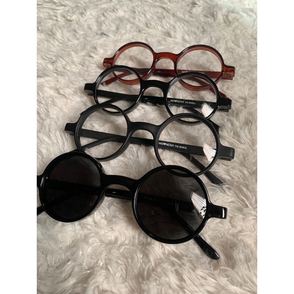Kacamata Hitam Bulat Boboho John Lennon Black Vintage 70s Sunglasses Retro Pria Wanita
