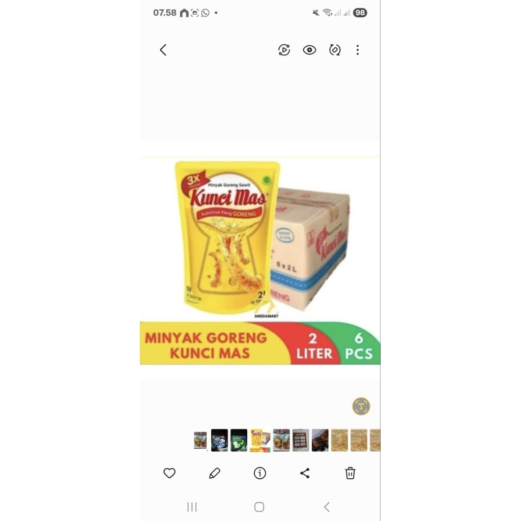 

MINYAK GORENG KUNCIMAS 2L (1DUS ISI 6)