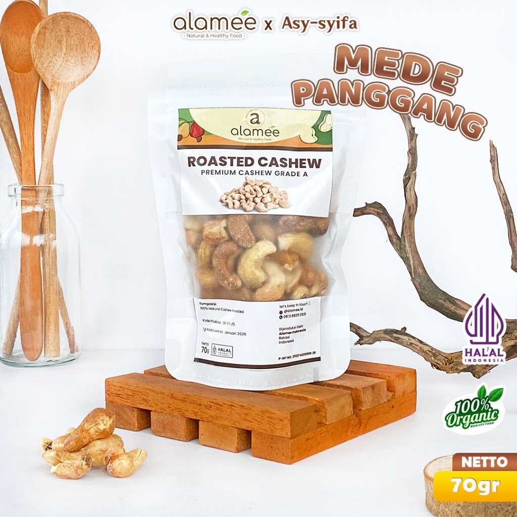 

Kacang Mede Mete Mente Cashew Panggang Roasted Oven Original Premium Grade A Utuh Matang Asli 70g