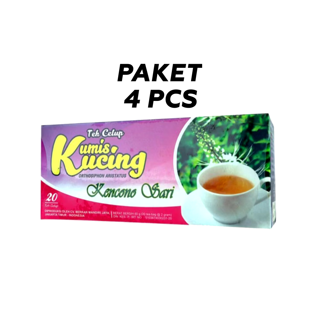 

4 PCS Teh Kumis Kucing celup Kencono Sari herbal organik 100% ASLI