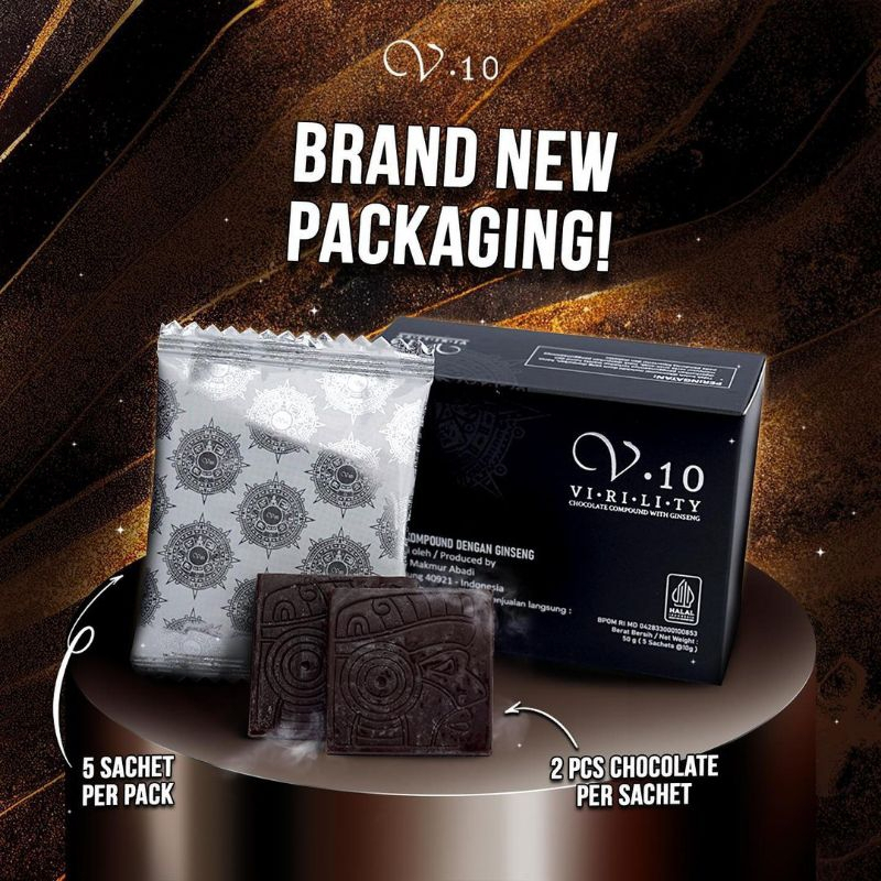 

COKLAT V.10 VIRILITY GINGSENG 1 BOX ISI 5 SACHET COKLAT VTEN COKLAT UNTUK PRIA ORIGINAL 100%