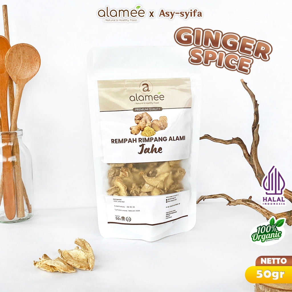 

ALAMEE Jahe Kering Iris Dried Ginger Rempah Rimpang Organik Alami Bumbu Masakan Dapur Masak 50g