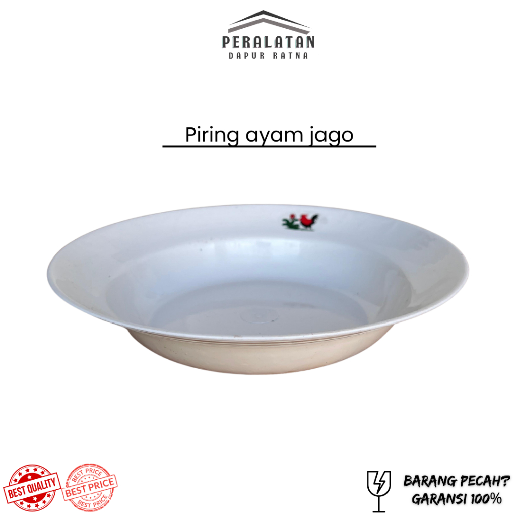 (24 PCS) PAKET HEMAT PIRING PLASTIK PUTIH AYAM JAGO / PIRING PLASTIK AYAM JAGO