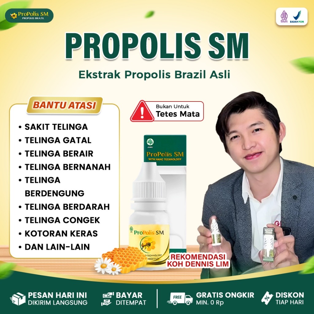 100% ASLI PROPOLIS SM - Obat Tetes Telinga Berair Dan Bau Telinga Herbal Tetes Telinga Anak Dewasa