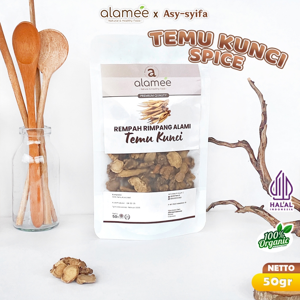 

ALAMEE Temu Kunci Kering Fingerroot Rempah Rimpang Alami Iris Bumbu Seasoning Masakan Masak 50g