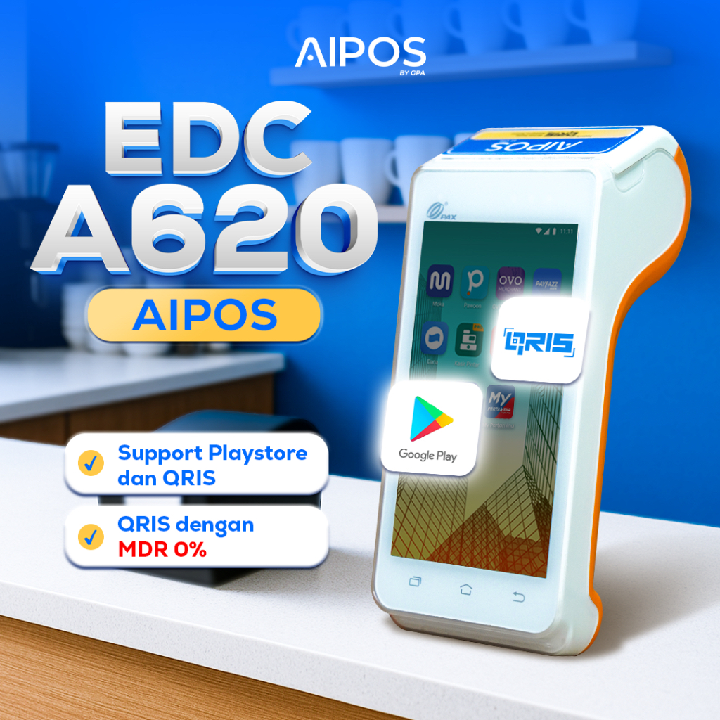 Mesin EDC A620 AIPOS - Mesin Kasir & Pembayaran QRIS