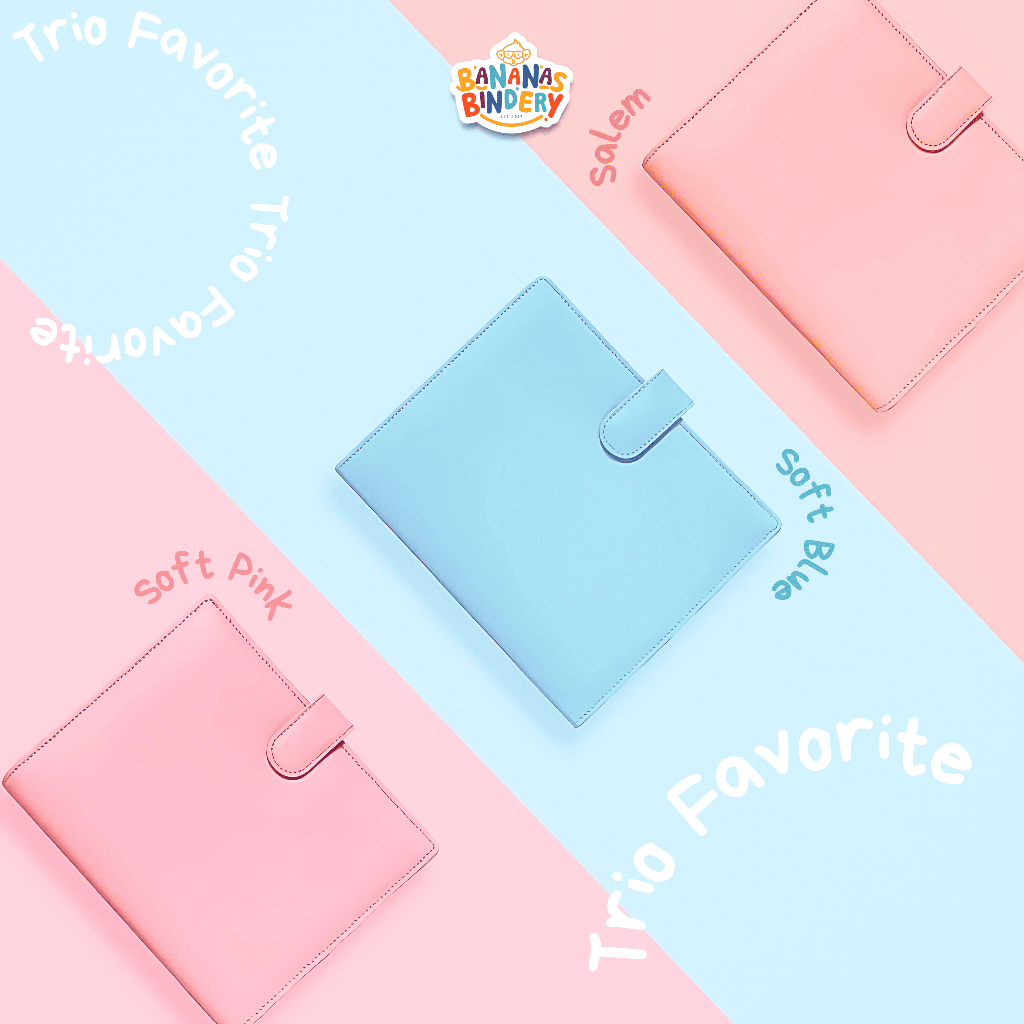 

BANANAS BINDERY Trio Favorite Binder SET Polos Premium B5 26ring Bonus Kertas & Pen Stiker Stationery Soft Blue