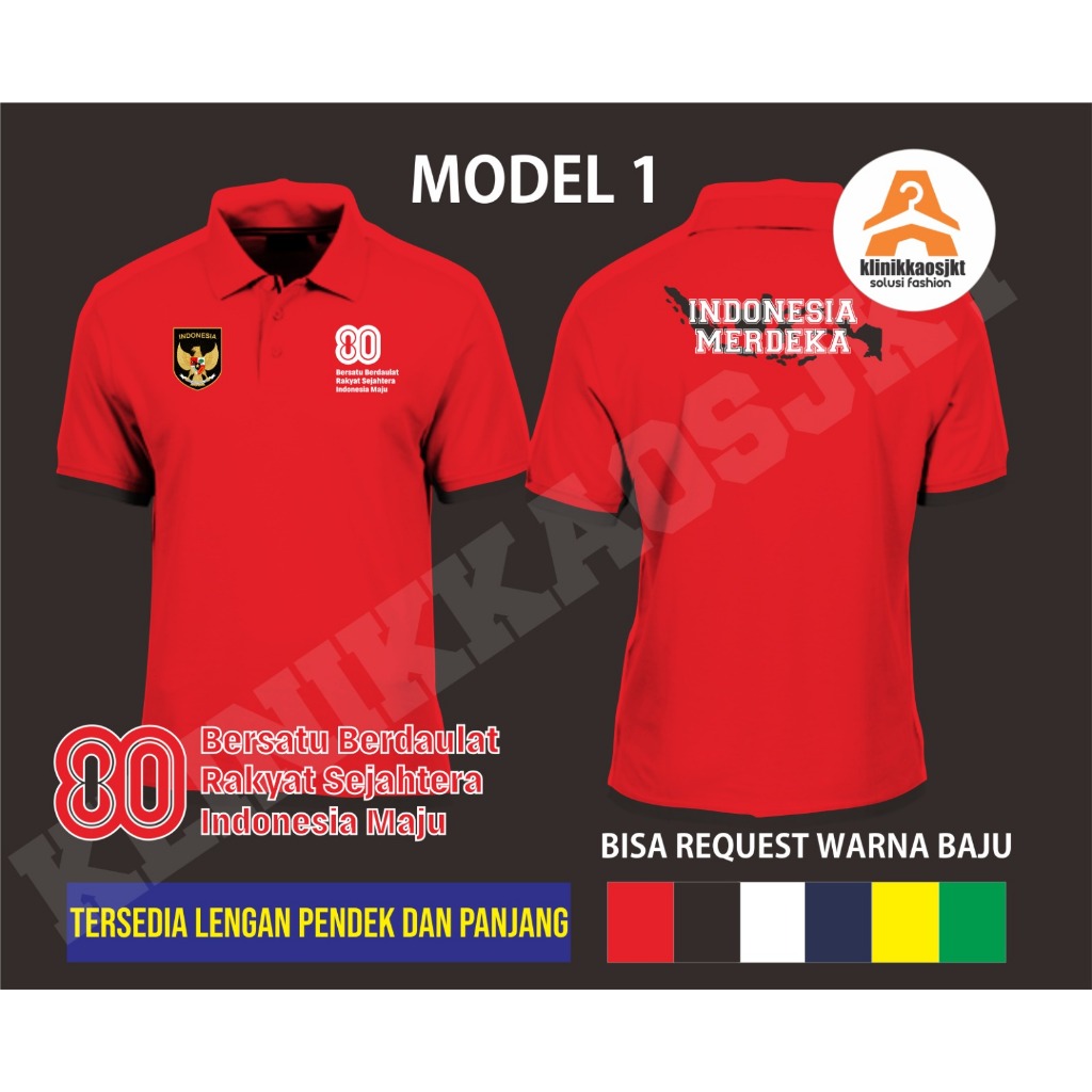Polo shirt kerah Baju 17 Agustus Dirgahayu Indonesia - Polo Shirt 17 Agustus HUT RI 80 - Baju 17 Agu
