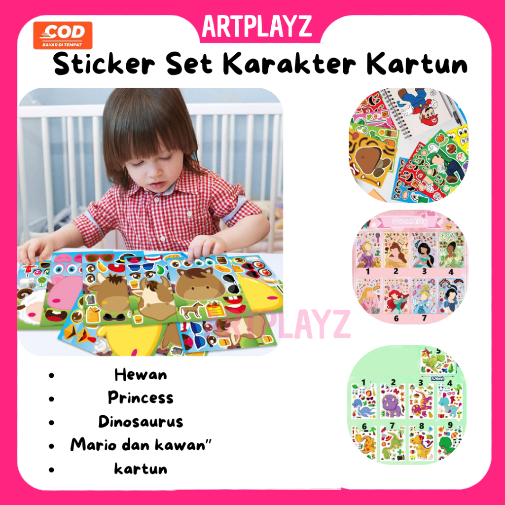 

Produk Sticker Karakter 1 Set Mario Princess Animal dll Sticker Anak Anti Air Diy Wajah Stiker Edukasi